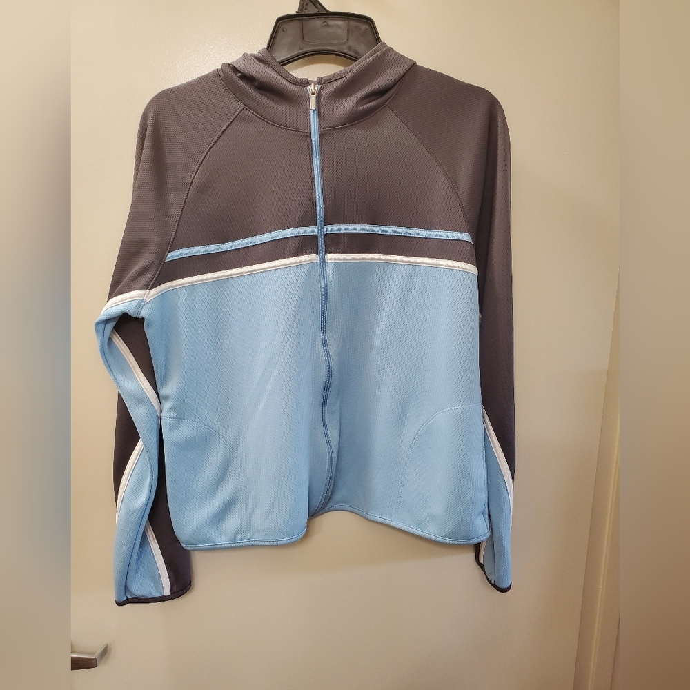 Blue and Gray Zip-Up Hoodie, CG By Champion, Size L